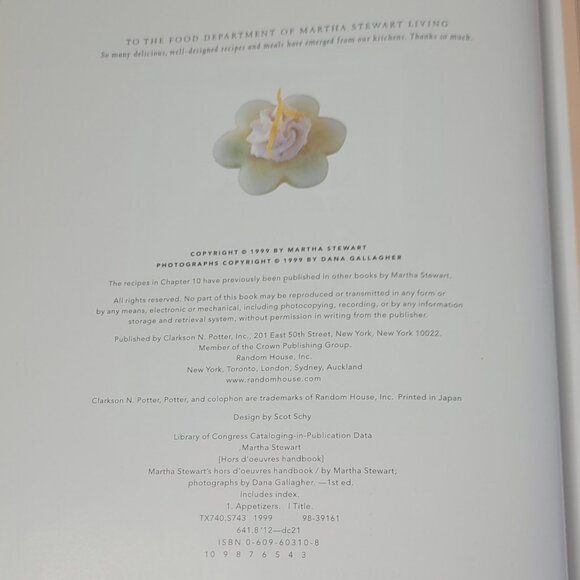 Cookbook Martha Stewart's Hors d'Oeuvres Handbook Martha Stewart & Susan Spungen - Picture 5 of 6